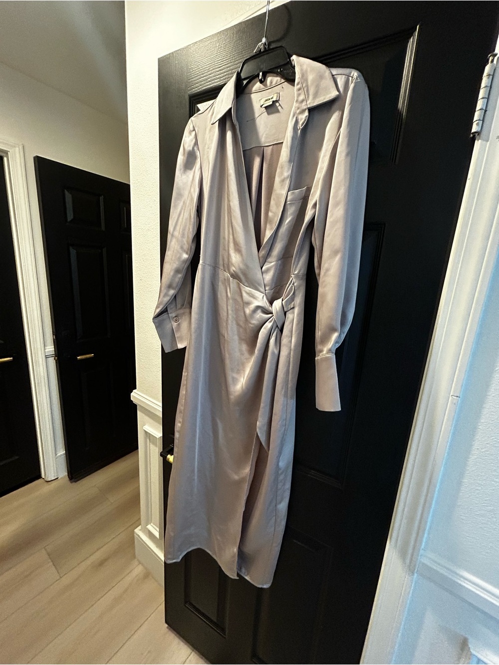 Jason Wu Silver-Gray Satin Wrap Midi Dress